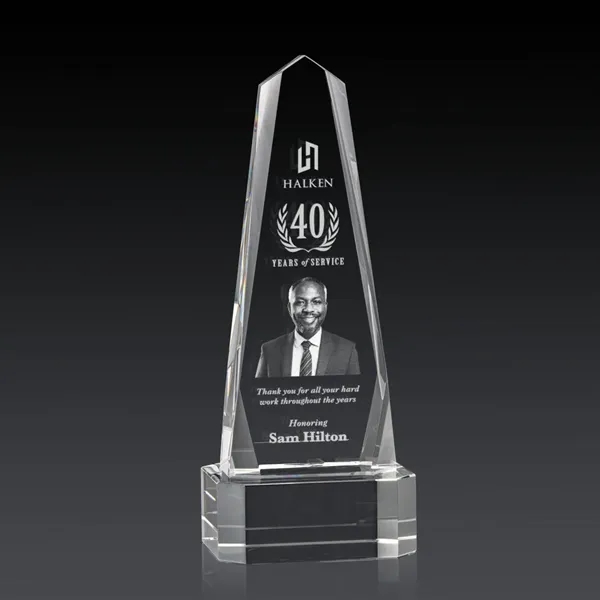 The Optical Crystal Geneva 3D Award on base is an obelisk... from ASI 84592 St Regis Group / St Regis