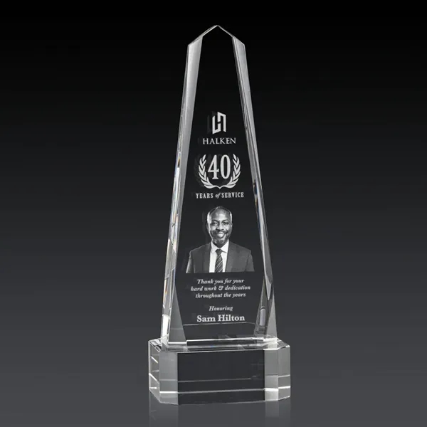 The Optical Crystal Geneva 3D Award on base is an obelisk... from ASI 84592 St Regis Group / St Regis