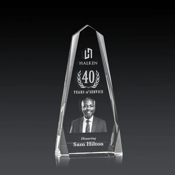 The freestanding Optical Crystal Geneva 3D Award is an obelisk that... from ASI 84592 St Regis Group / St Regis