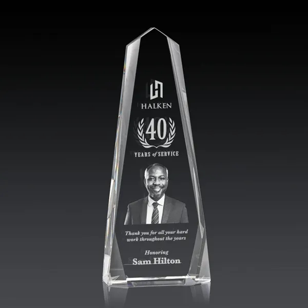 The freestanding Optical Crystal Geneva 3D Award is an obelisk that... from ASI 84592 St Regis Group / St Regis