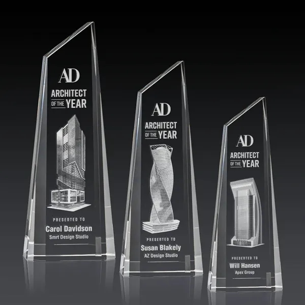 This stunning trapezoidal tower 3D award is anchored with a thick... from ASI 84592 St Regis Group / St Regis
