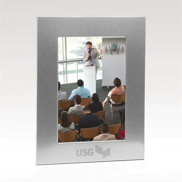 Acclaim brushed, silver-tone aluminum picture frame that holds a 5" x... from ASI 93986 Visions/Awardcraft / Visions Awards
