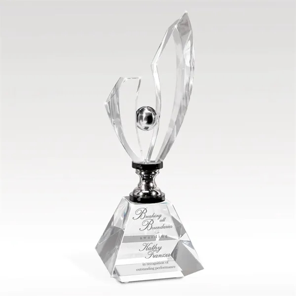 Clear and black optical crystal award that features silver polished aluminum... from ASI 93986 Visions/Awardcraft / Visions Awards