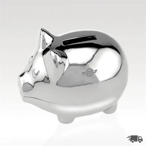 Silver-plated zinc alloy piggy bank.... from ASI 93986 Visions/Awardcraft / Visions Awards