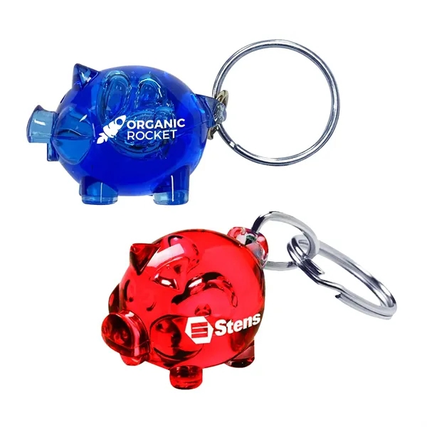 2 1/2" x 1" plastic pig-shaped keychain with metal split ring.... from ASI 63549 Jornik Manufacturing Corp / Jornik