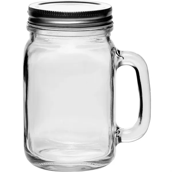 Clear glass Mason jar-style mug (16 oz.) with handle and lid,... from ASI 39552 BEL Promo