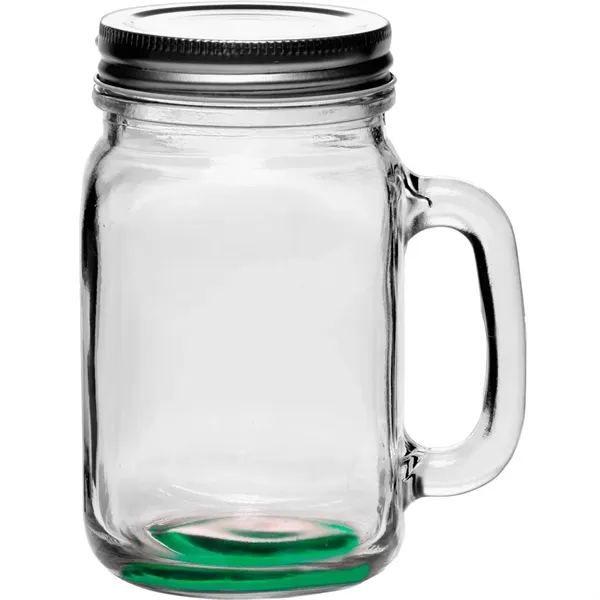 Clear glass Mason jar-style mug (16 oz.) with handle and lid,... from ASI 39552 BEL Promo