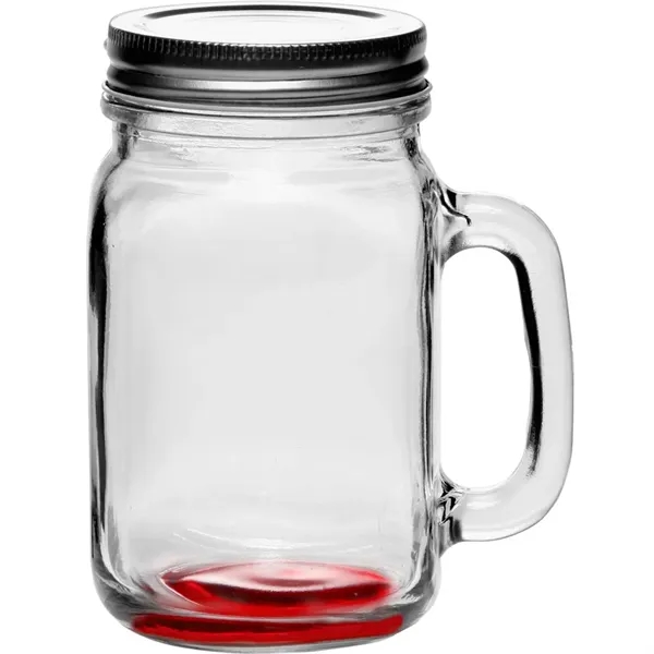 Clear glass Mason jar-style mug (16 oz.) with handle and lid,... from ASI 39552 BEL Promo