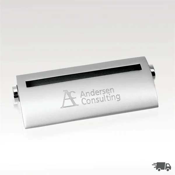 Polished, silver-plated business cardholder that's made from zinc alloy with an... from ASI 93986 Visions/Awardcraft / Visions Awards