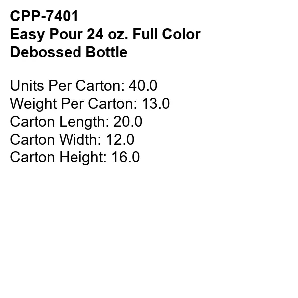 Easy Pour 24 oz. Full Color Debossed Bottle... from ASI 30208 A P Specialties / AP Specialties