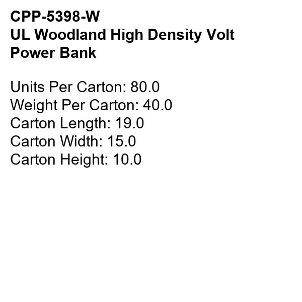 UL WOODLAND HIGH DENSITY VOLT POWER BANK... from ASI 30208 A P Specialties / AP Specialties