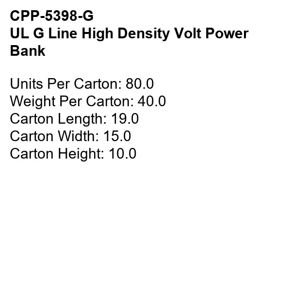 UL G LINE HIGH DENSITY VOLT POWER BANK... from ASI 30208 A P Specialties / AP Specialties