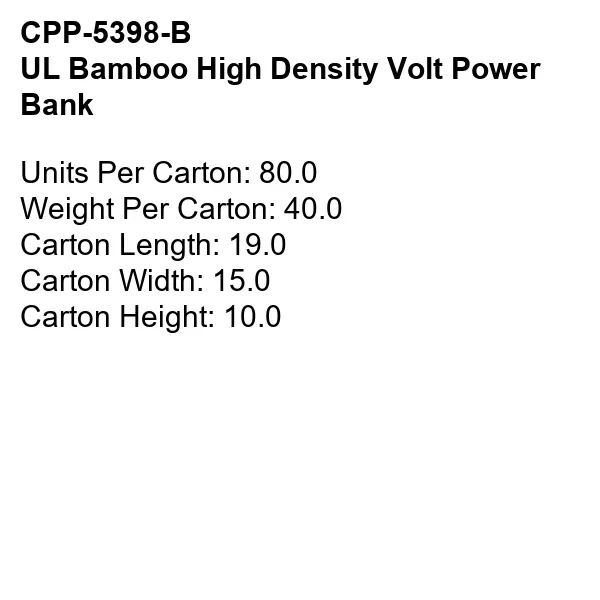 UL BAMBOO HIGH DENSITY VOLT POWER BANK... from ASI 30208 A P Specialties / AP Specialties