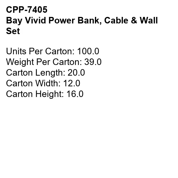 Bay Vivid Power Bank, Cable & Wall Set... from ASI 30208 A P Specialties / AP Specialties