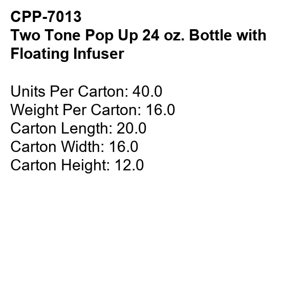 Two Tone Pop Up 24 oz. Bottle with Floating Infuser... from ASI 30208 A P Specialties / AP Specialties