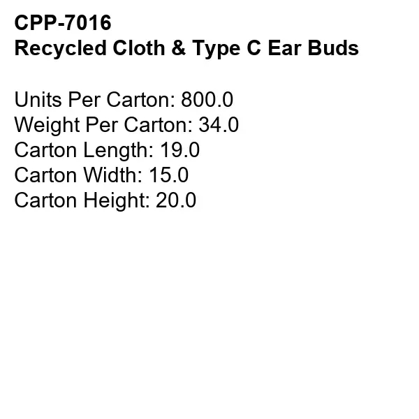 Recycled Cloth & Type C Ear Buds... from ASI 30208 A P Specialties / AP Specialties