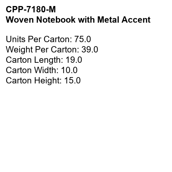 Woven Notebook with Metal Accent... from ASI 30208 A P Specialties / AP Specialties
