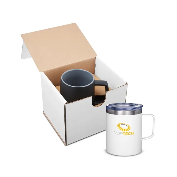 12 ounce mug with double-wall vacuum insulation and lid; Kraft gift... from ASI 79530 Prime Line