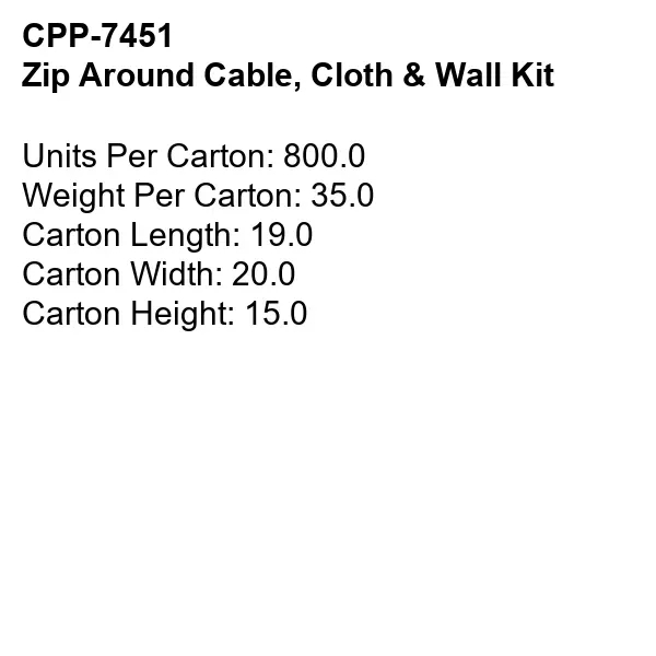 Zip Around Cable, Cloth & Wall Kit... from ASI 30208 A P Specialties / AP Specialties