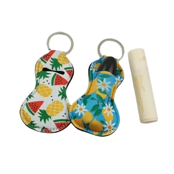 Lip balm holder keychain made of neoprene with sublimation printing, supporting... from ASI 37218 Athena Promo (tm)