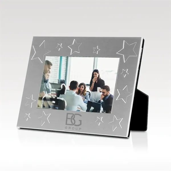 Brushed silver-tone aluminum stars award frame that holds a 5" x... from ASI 93986 Visions/Awardcraft / Visions Awards