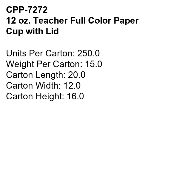 12 oz Teacher Full Color Paper Cup With Lid... from ASI 30208 A P Specialties / AP Specialties
