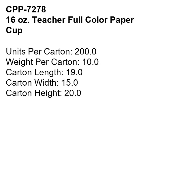 16 oz. Teacher Full Color Paper Cup... from ASI 30208 A P Specialties / AP Specialties