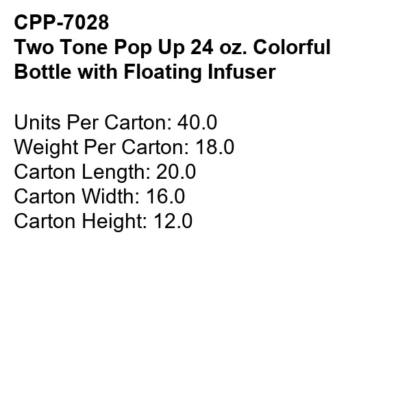 Two Tone Pop Up 24 oz. Colorful Bottle with Floating Infuser... from ASI 30208 A P Specialties / AP Specialties