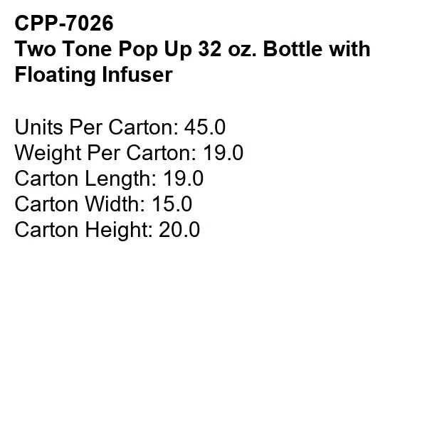Two Tone Pop Up 32 oz. Bottle with Floating Infuser... from ASI 30208 A P Specialties / AP Specialties