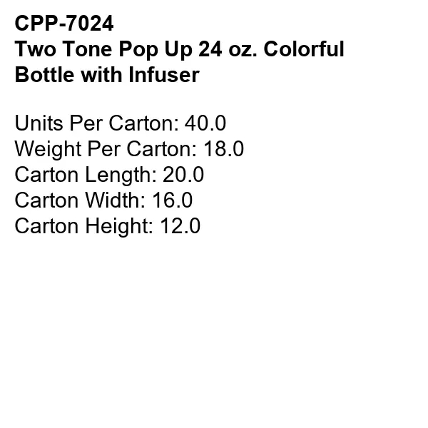 Two Tone Pop Up 24 oz. Colorful Bottle with Infuser... from ASI 30208 A P Specialties / AP Specialties