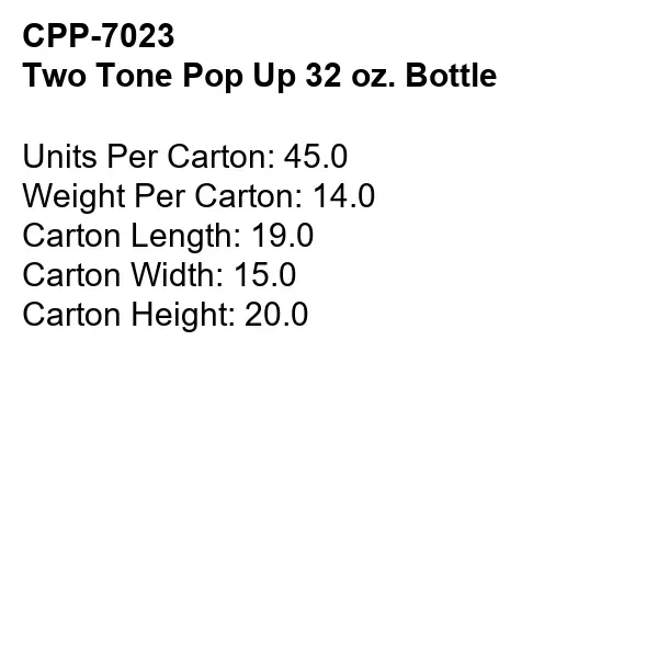 Two Tone Pop Up 32 oz. Bottle... from ASI 30208 A P Specialties / AP Specialties