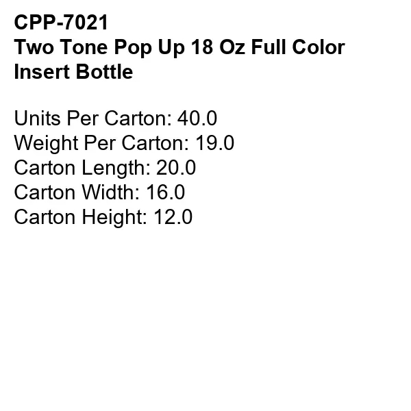 TWO TONE POP UP 18 OZ. FULL COLOR INSERT BOTTLE... from ASI 30208 A P Specialties / AP Specialties
