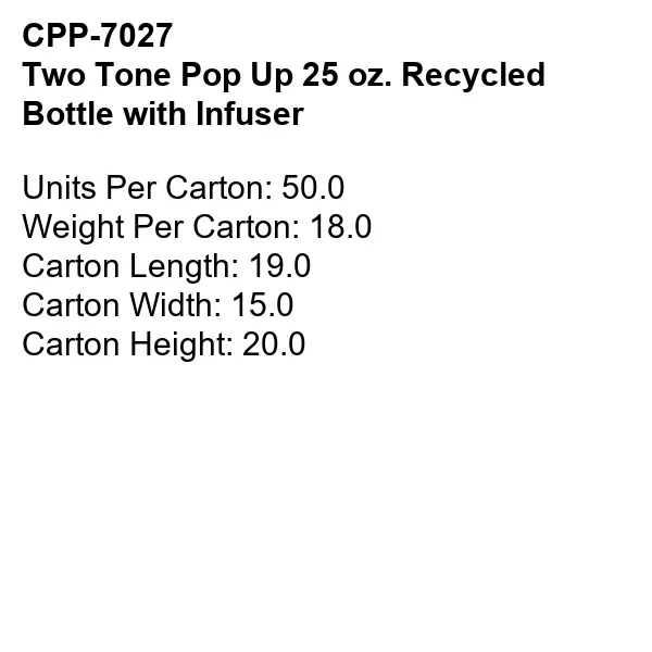 Two Tone Pop Up 25 oz. Recycled Bottle with Infuser... from ASI 30208 A P Specialties / AP Specialties