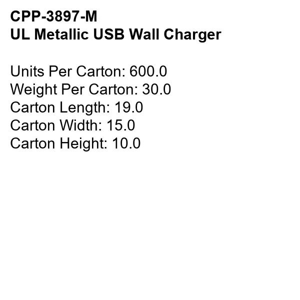 UL Metallic USB Wall Charger... from ASI 30208 A P Specialties / AP Specialties