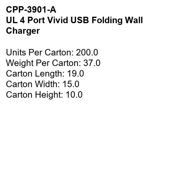 UL 4 PORT VIVID USB FOLDING WALL CHARGER... from ASI 30208 A P Specialties / AP Specialties