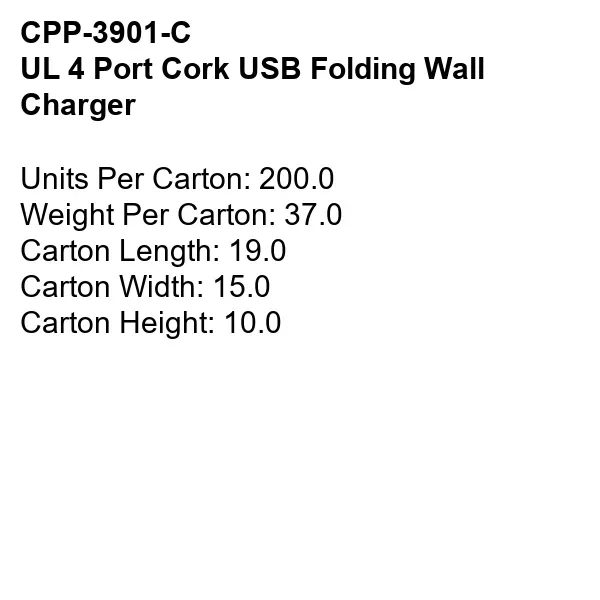 UL 4 PORT CORK USB FOLDING WALL CHARGER... from ASI 30208 A P Specialties / AP Specialties