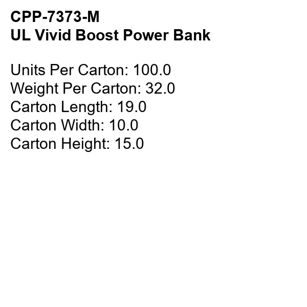 UL Vivid Boost Power Bank... from ASI 30208 A P Specialties / AP Specialties