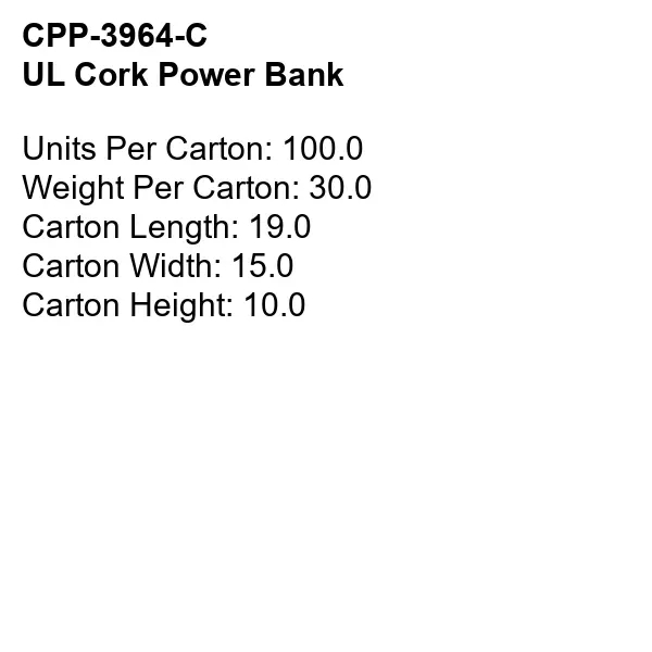 UL CORK POWER BANK... from ASI 30208 A P Specialties / AP Specialties