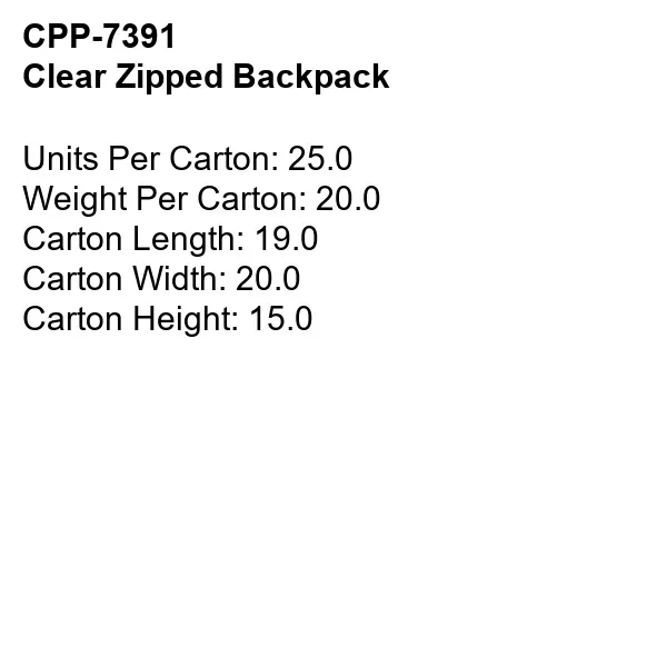 Clear Zipped Backpack... from ASI 30208 A P Specialties / AP Specialties