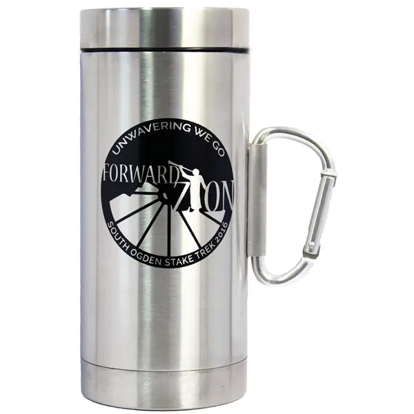 16 Oz Double wall travel mug with swivel carabiner... from ASI 36988 Artek USA Inc