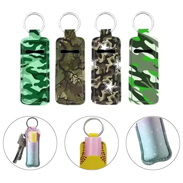 Rectangle shape lipstick or lip balm holder keychain with sublimation printing,... from ASI 37218 Athena Promo (tm)