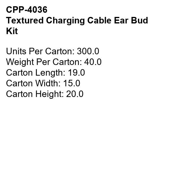 TEXTURED CHARGING CABLE EAR BUD KIT... from ASI 30208 A P Specialties / AP Specialties