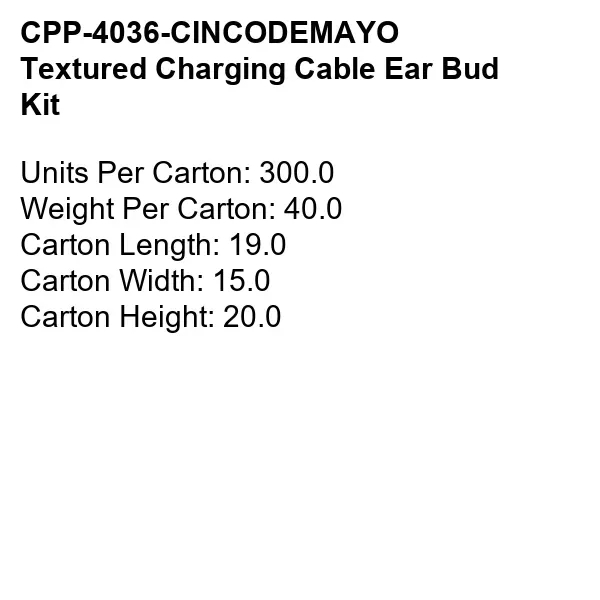 TEXTURED CHARGING CABLE EAR BUD KIT... from ASI 30208 A P Specialties