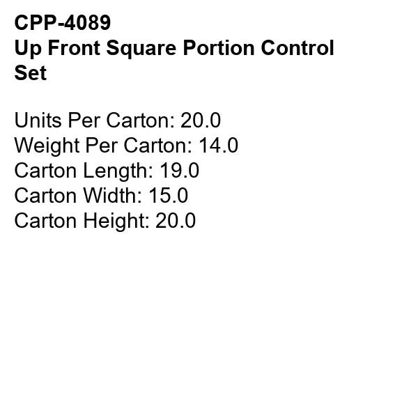 Up Front Square Portion Control Set... from ASI 30208 A P Specialties / AP Specialties