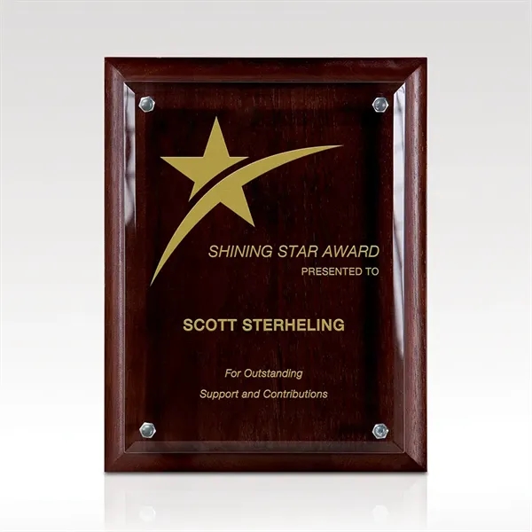 Plaque with walnut panel and a jade glass insert.... from ASI 93986 Visions/Awardcraft / Visions Awards