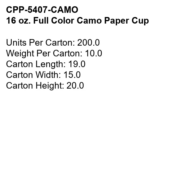 16 oz. Full Color Camo Paper Cup... from ASI 30208 A P Specialties / AP Specialties