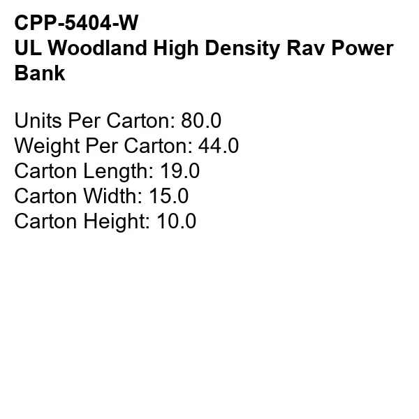 UL WOODLAND HIGH DENSITY RAV POWER BANK... from ASI 30208 A P Specialties / AP Specialties