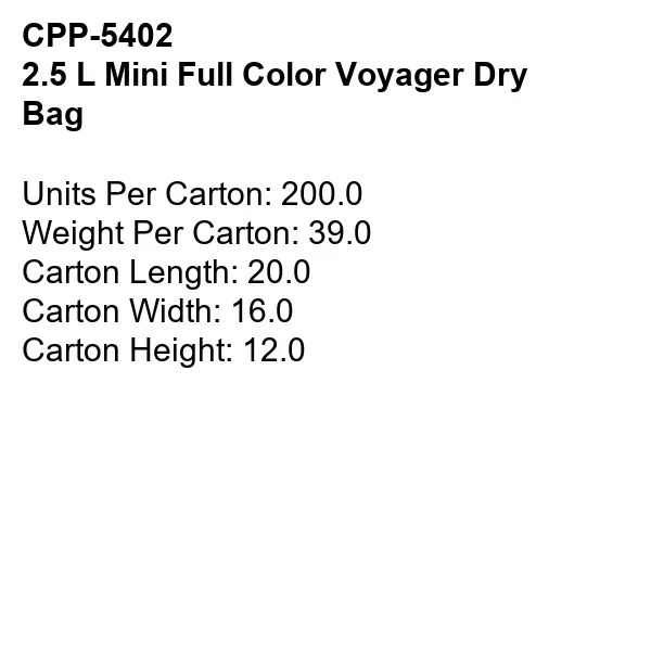 2.5 L Mini Full Color Voyager Dry Bag... from ASI 30208 A P Specialties / AP Specialties