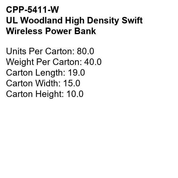 UL WOODLAND HIGH DENSITY SWIFT WIRELESS POWER BANK... from ASI 30208 A P Specialties / AP Specialties