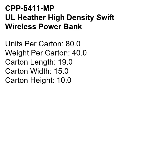 UL METALLIC HIGH DENSITY SWIFT WIRELESS POWER BANK... from ASI 30208 A P Specialties / AP Specialties